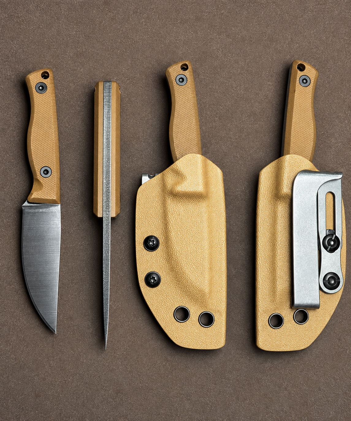 Faca Fixa EDC Compacta com Cabo em G10 e Bainha Kydex com Clip
