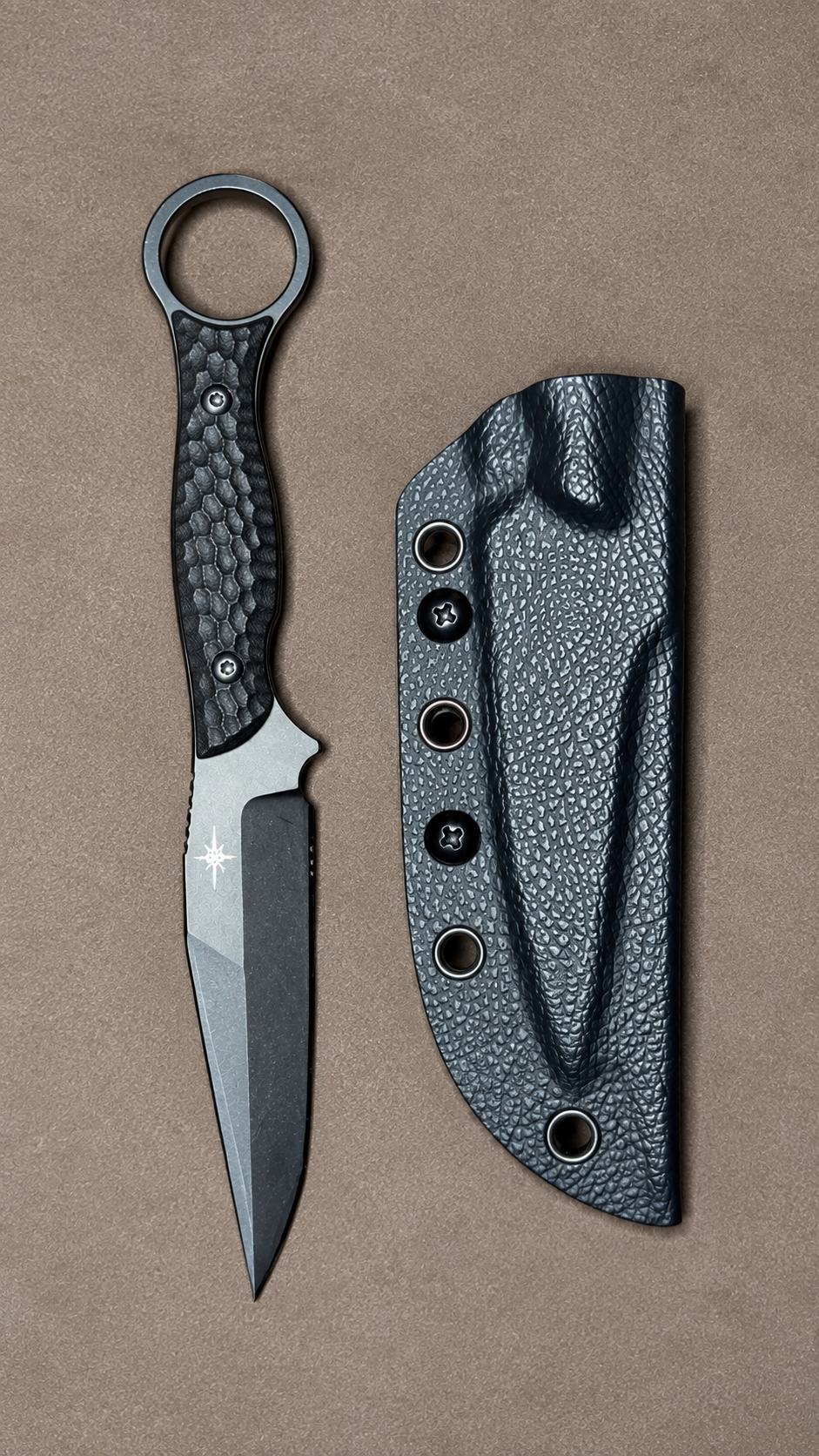aca Fixa EDC com Cabo em Anel e Bainha Moldada em Kydex